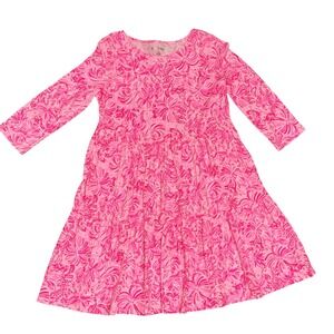 Lilly Pulitzer Mini Loro Dress Kids XL 12-14 Pink EUC Floral Tiered Flawless
